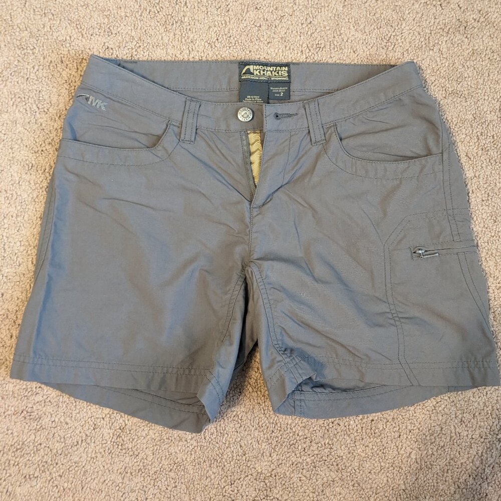 Women's Mountain Khakis gray hiking shorts, size 2